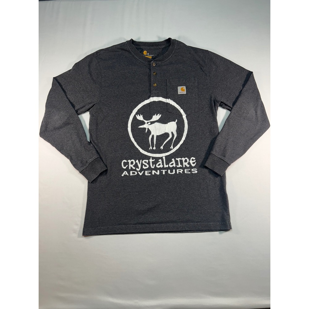 Carhartt Mens Medium Henley Long Sleeve Shirt Gray